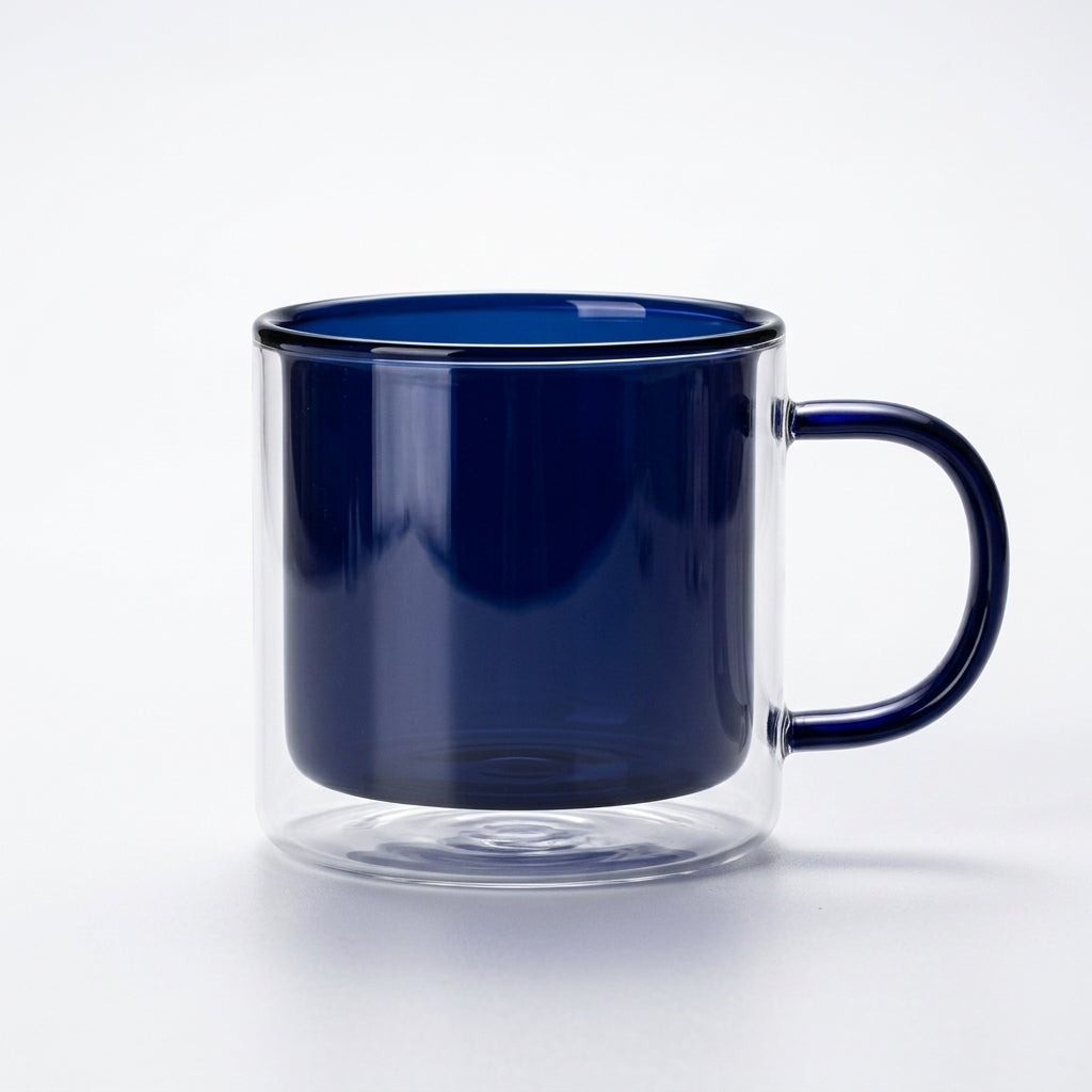 Mirage™ Glass Mug — Ocean Blue (hero front)