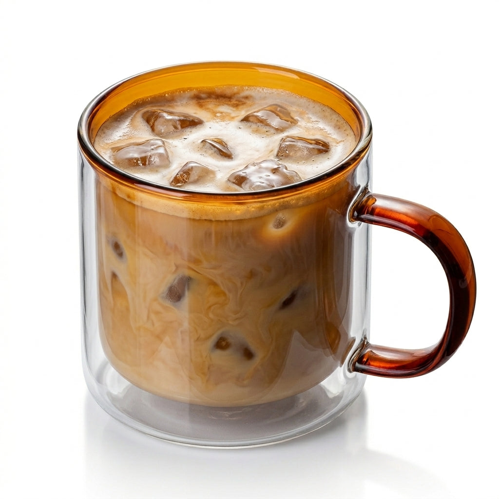 Mirage™ Glass Mug — Warm Amber (hero angle)