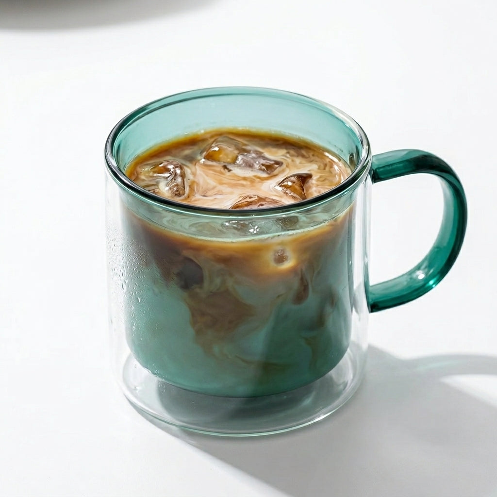 Mirage™ Glass Mug — Sage Green (hero angle)