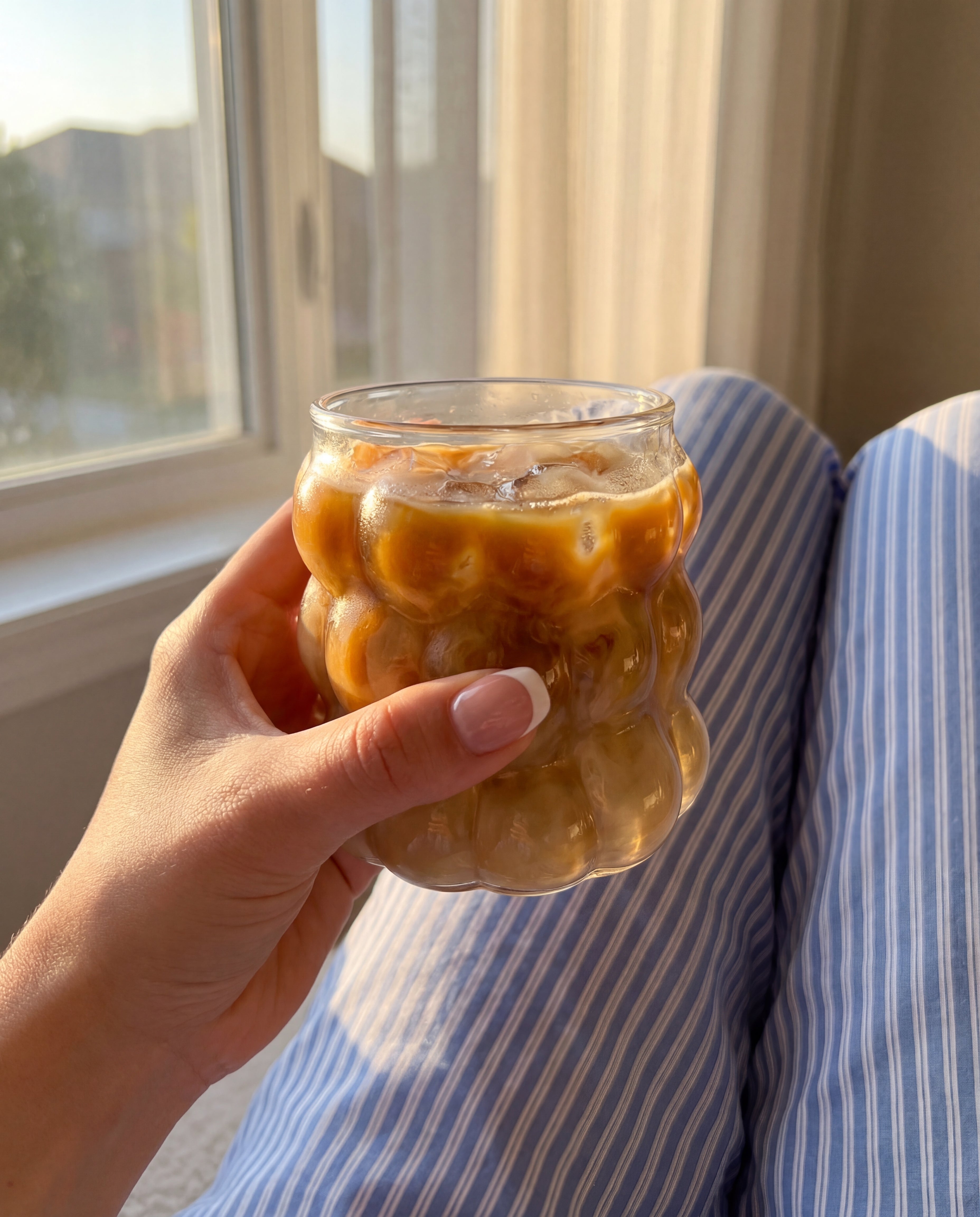 POV held toward window